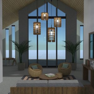 Coastal eDesign rendering of a family room